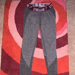 Grey Shadow Gymshark Leggings with Burgundy trim